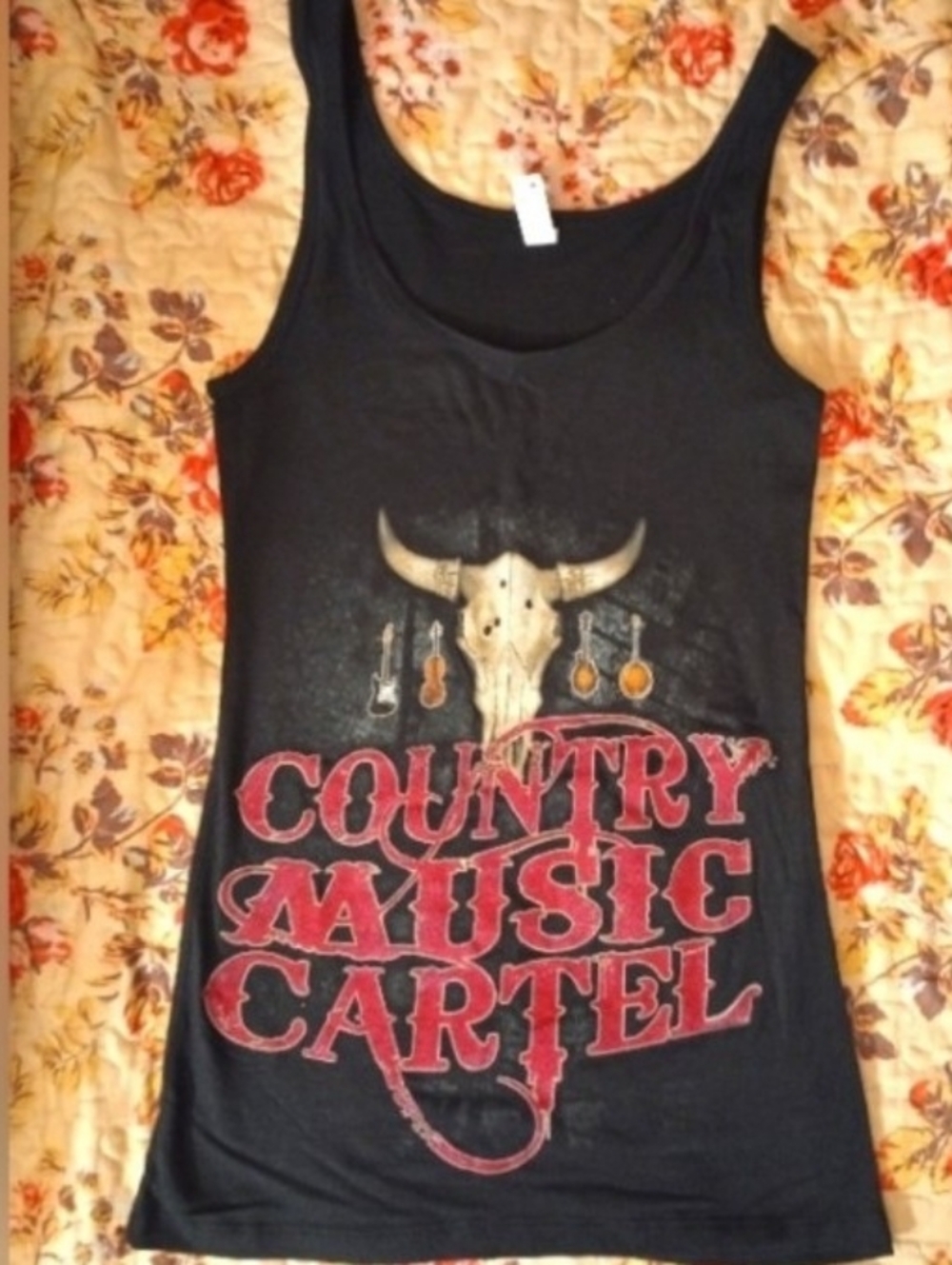 New! Country Music Cartel Black Graphic Tank with Skull